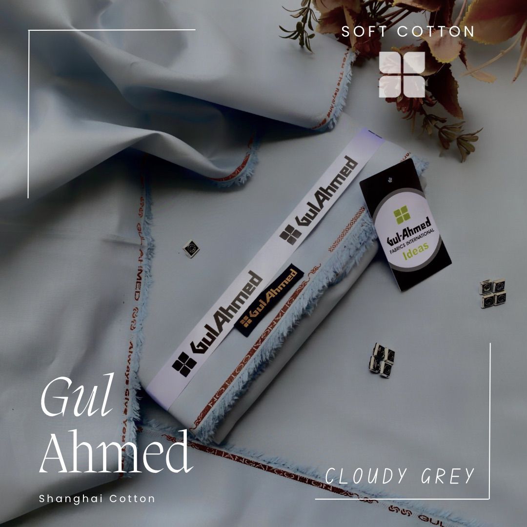 Gul Ahmed Shanghai Soft Cotton Unstitched Suit for Men's