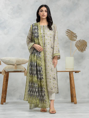 Edenrobe Unstitched Digital Printed Winter 3 Piece Suit