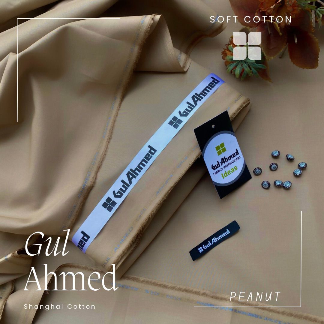 Gul Ahmed Shanghai Soft Cotton Unstitched Suit for Men's