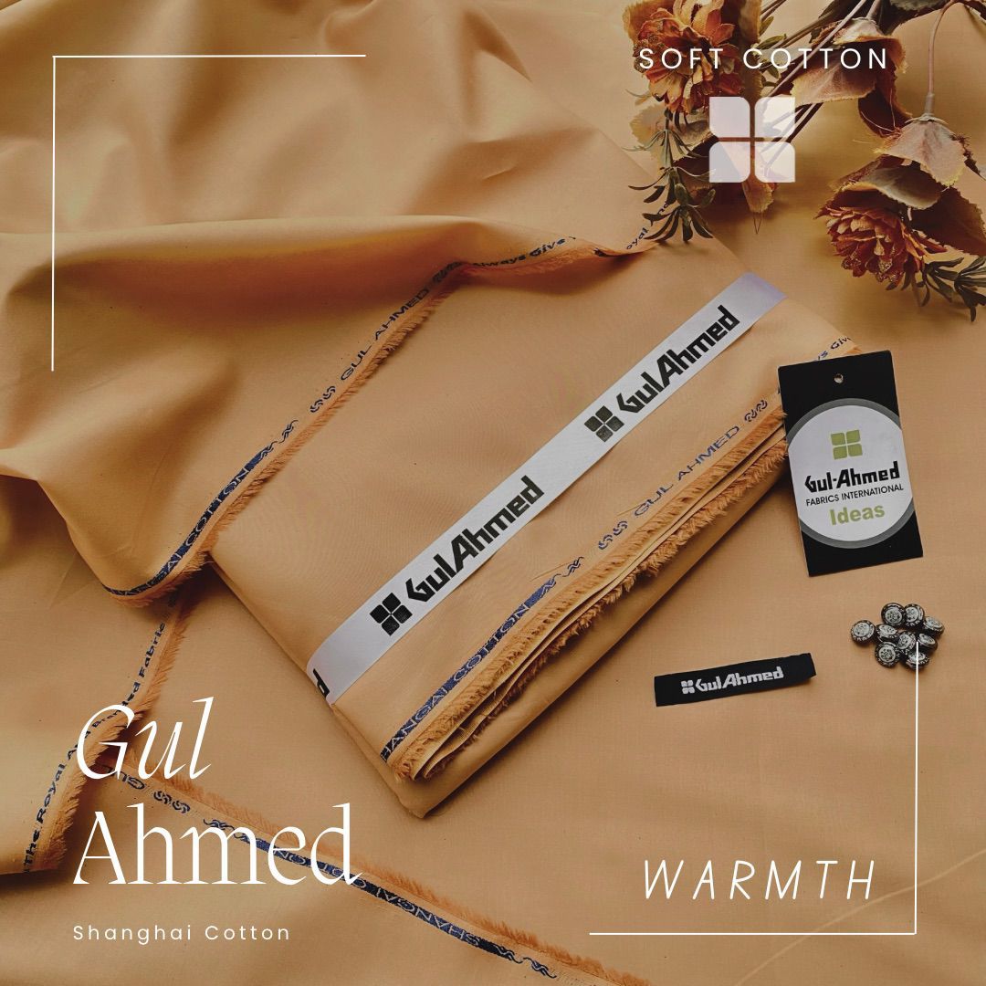 Gul Ahmed Shanghai Soft Cotton Unstitched Suit for Men's