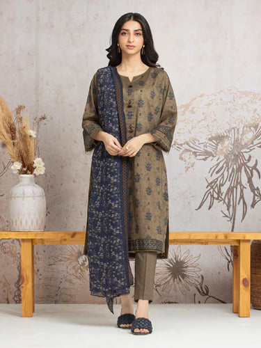 Edenrobe Unstitched Digital Printed Winter 3 Piece Suit