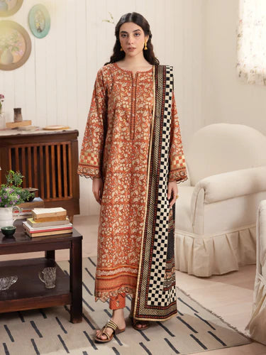 Edenrobe Unstitched Digital Printed Winter 3 Piece Suit