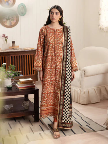 Edenrobe Unstitched Digital Printed Winter 3 Piece Suit