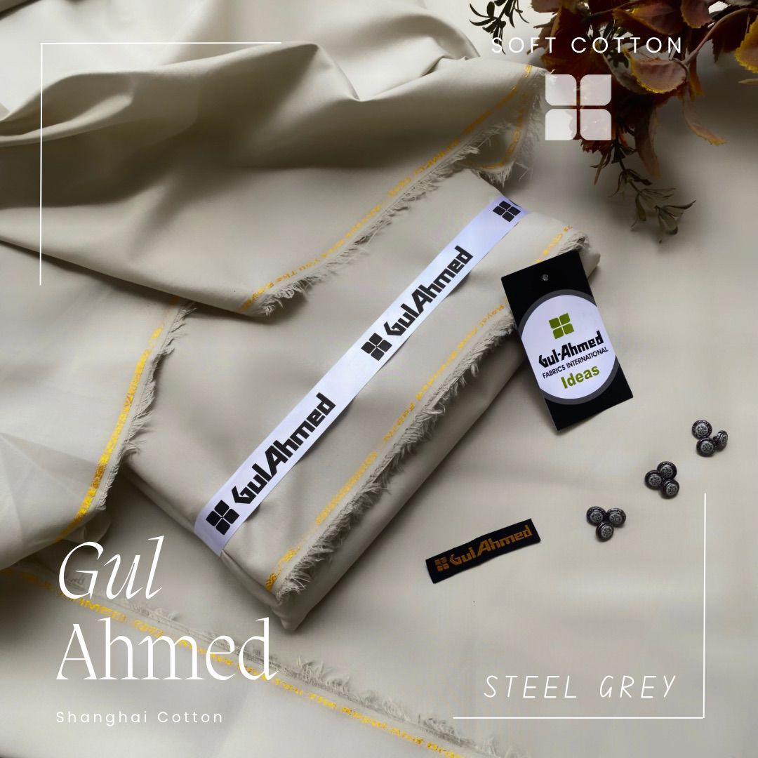 Gul Ahmed Shanghai Soft Cotton Unstitched Suit for Men's