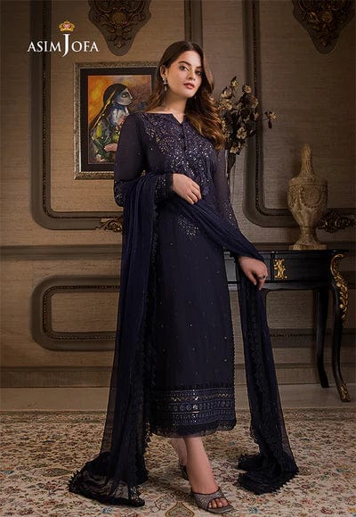 ASIM JOFA EMBROIDERED CHIFFON 3 PCS SUIT-AJIM-04