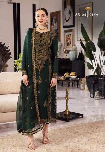 Asim Jofa Embroidered Dhanak Suit Unstitched 3 Piece - Luxury Collection