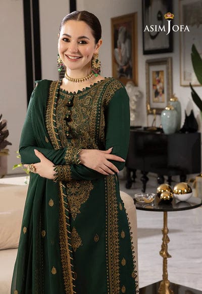 Asim Jofa Embroidered Dhanak Suit Unstitched 3 Piece - Luxury Collection