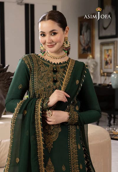 Asim Jofa Embroidered Dhanak Suit Unstitched 3 Piece - Luxury Collection