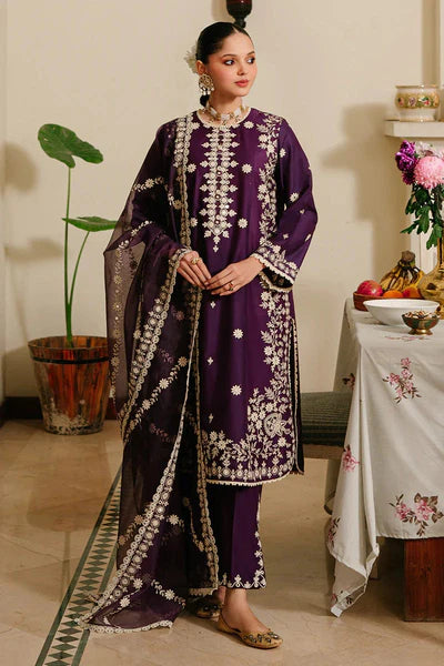 Cross Stitch Embroidered Dhanak Suit Unstitched 3 Piece - Luxury Collection