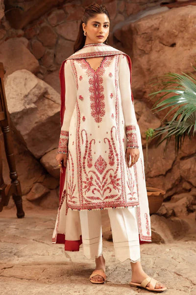 Zaha Embroidered Dhanak Suit Unstitched 3 Piece - Luxury Collection